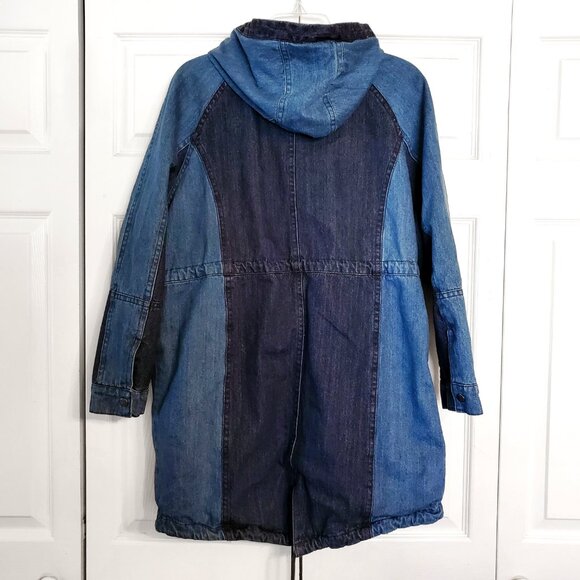 ASOS NEW Two Tone Denim OVERSIZED Parka Jacket US 4 - Picture 3 of 5